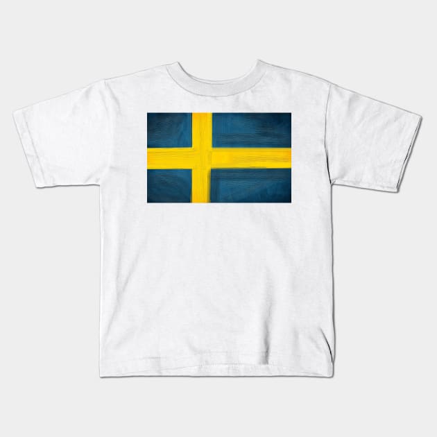 Sweden Flag Kids T-Shirt by Dojaja